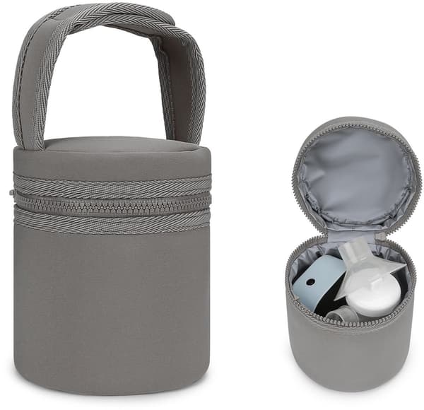 Brystmelk kjølebag, isolert vanntett flaskeoppbevaring med avtakbar stropp, for amming, pumping, reise, gråbrun