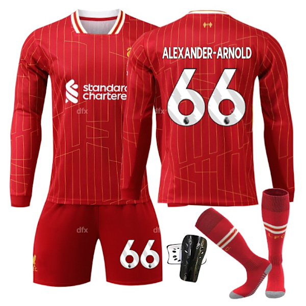 Liverpool Barn Hemmaställ 2024-2025 Höst & Vinter Nr 66 strumpor + Skydd 24 ALEXANDER-ARNOLD No 3 socks 26