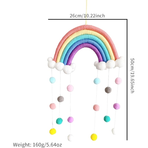 Rainbow Tapestry Moln Hängande Dekoration Prydnad för Babyrum Barnrum