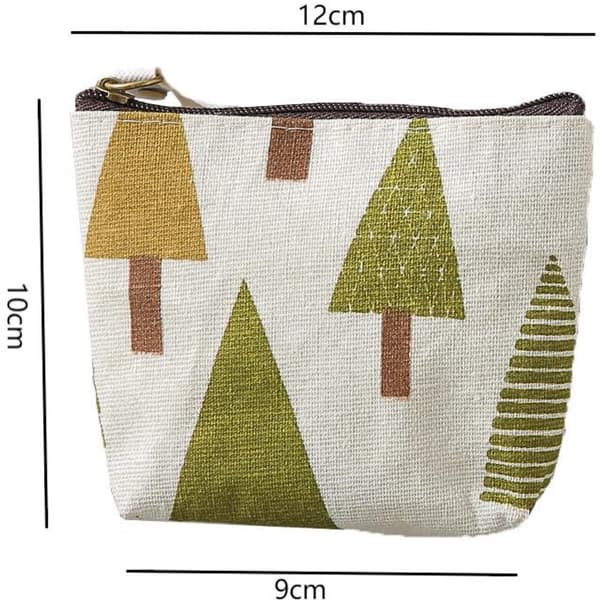 Myntväskor, 5-pack sminkväskor med dragkedja i canvas med polyesterfoder, för kvinnor och flickor, resor och gym, 12 x 10 cm, 5 stilar
