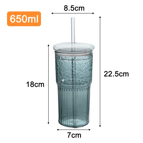 Glasmuggar med lock och sugrör av glas, 590 ml Hög Borosilikatglas Tumbler Iskaffe Vatten Smoothie Style 4