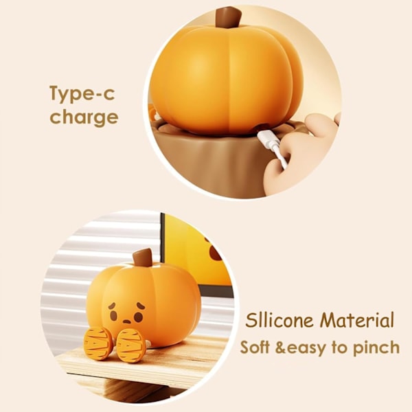 Nattlampa pumpa, Halloween nattlampa, silikon fidget leksak, pumpa dekoration för kontorsbord och hem för kvinnor och barn