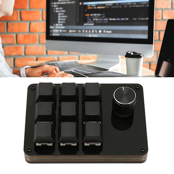 Mini 9-knappers tastatur med ratt makro mekanisk tastatur Hot Swappable Blå Switch tastatur tastaturlinjeseparasjon