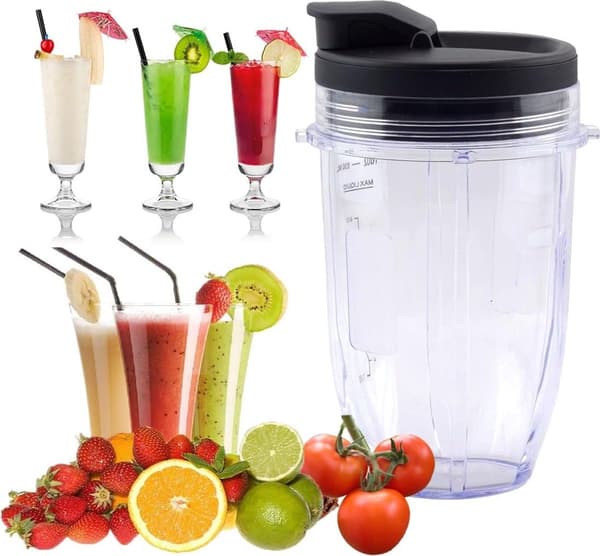 18oz Blenderkopp med Sip & Seal-lock, passar Nutri Ninja Auto IQ Series blenders, 2-pack