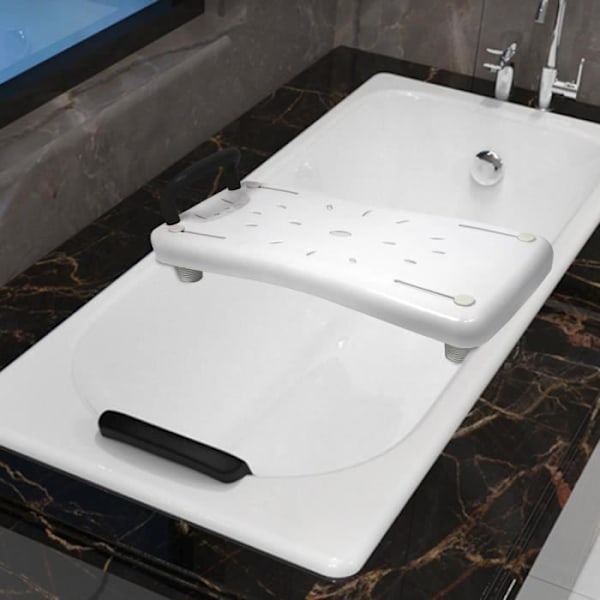 XMTECH Badekarsete og hylle - Sklisikker plastoverflate 70x30x5cm - Hvit Vit