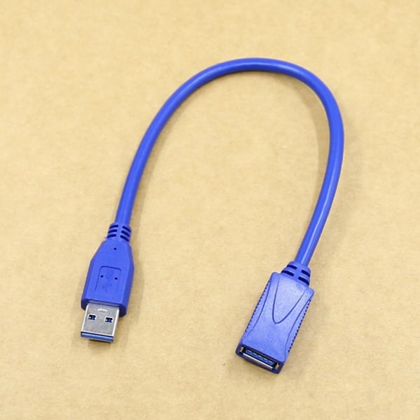 USB-kabel Rakhuvud USB3.0 Han til Hun Datasynkroniseringslinje Strøm til USB-blæser/USB-lamper Blå 1m