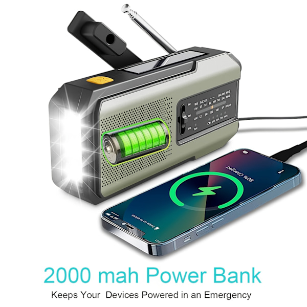 Handvevad Radio Bärbar AM/FM, Väderradio Nöd