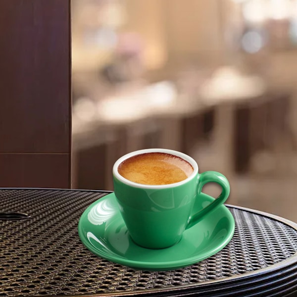 Porselensepressokopp med skål, espressokopp, 80 ml/2,7 oz Cyan