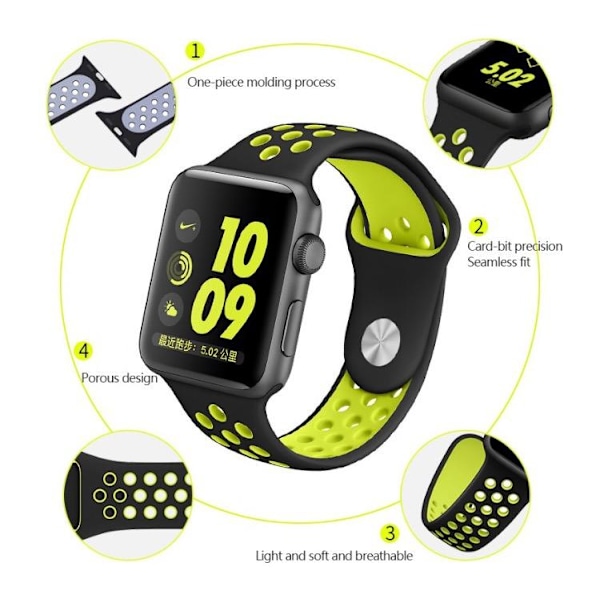 Apple Watch 4 - 44mm - HUTECHs Stilrene Silikonarmbånd Blå/Hvit Blå/Vit m