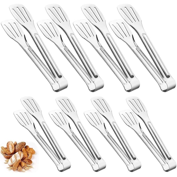 8 stk rustfrie kjøkkentenger, kaketang grilltang matpinsett serveringstang for servering matlaging baking steking buffet salat (2 størrelser)