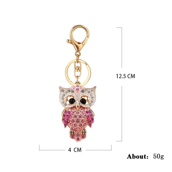 Mode Rhinestone Ugle Nøglering, Guld Glitrende Legering Nøglering Vedhæng