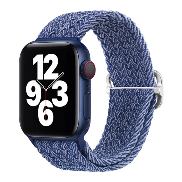 Flettet Loop til Apple Watch Rem 44mm 40mm 45mm 41mm 42mm 38mm 49mm Elastisk Solo Armbånd iWatch serie 9 se 7 5 6 Ultra2 Rem 34. Blå til Hvid 34.Blue to White 42mm 44mm 45mm 49mm