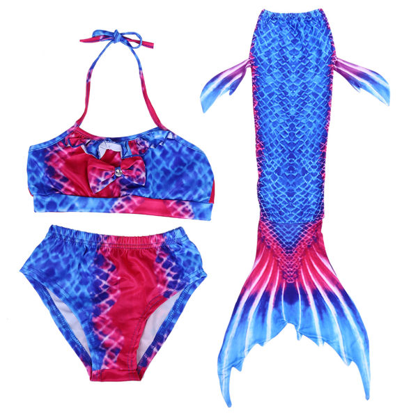 Nytt Barn Flickor Barn Tredelade Baddräkt Badkläder Bikini Sea-maid Fish Tail Set(110)