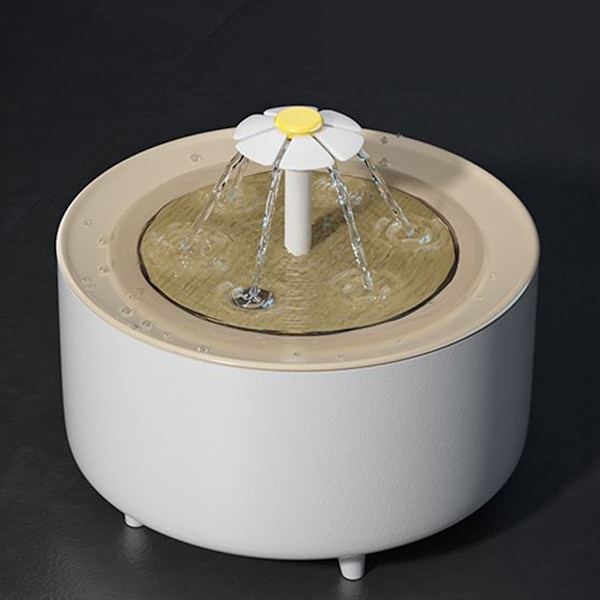 Automatisk cirkulerande vattenfontän för katter, intelligent vattenbehållare för husdjur, rinnande vatten för kattungar Träblomma trumpet Wooden Flower