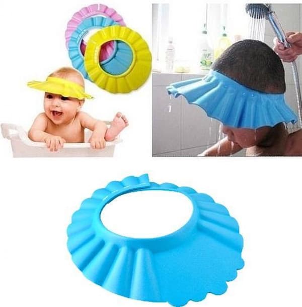 Gul deluxe badehætte til små børn 0-6 år – 27 cm, med ørebeskyttere til småbørn