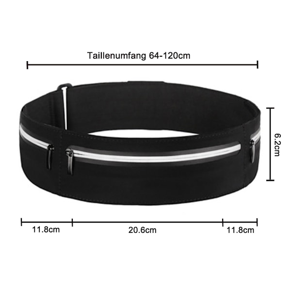 Puhelinvyö juoksuun, vedenkestävä ja säädettävä vetoketjulla