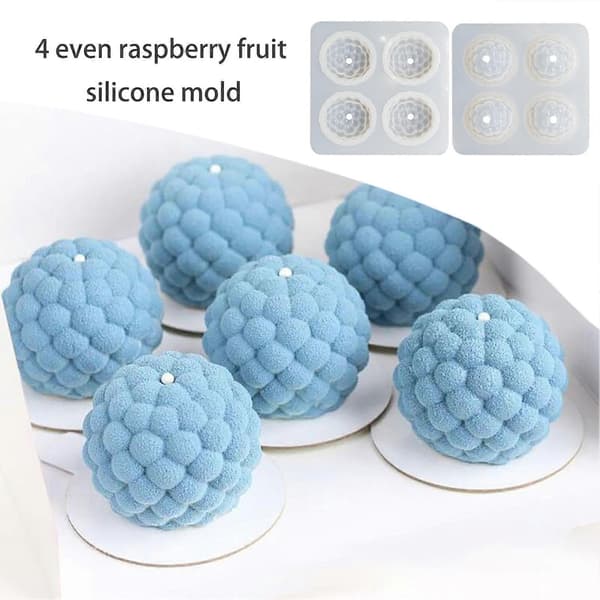3D Hindbær Silikoneform 4 Hulrum Genanvendelig Fødevaregodkendt Bageform til DIY Desserter Mousse Chokoladeglasur_jarx