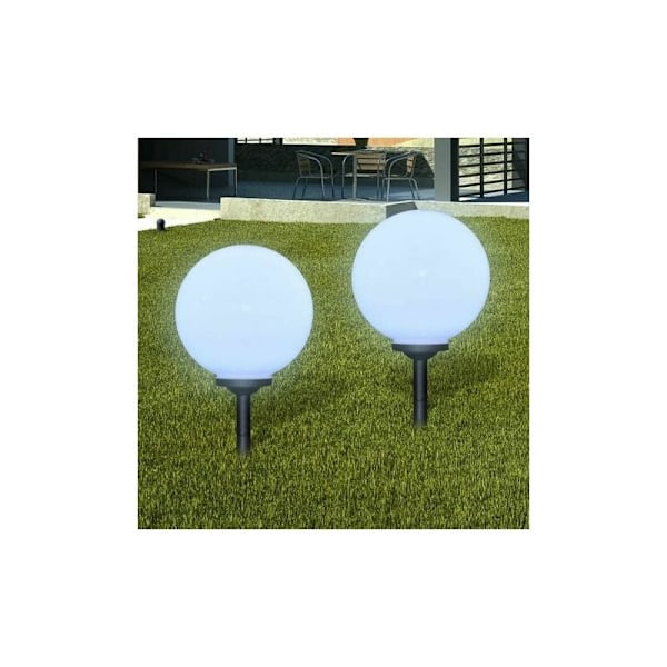2 stk. Solcellekuler 30 cm Runde Boblekuler Lys Plenlys