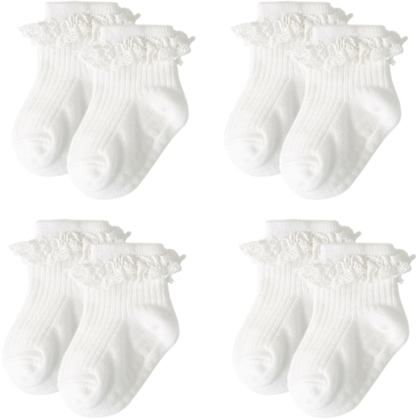 Baby Lace Sokker med Sløyfe - Frillete Ankelsokker for Nyfødte og Småbarn Pairs Lace Socks Set-B02 1-3 years