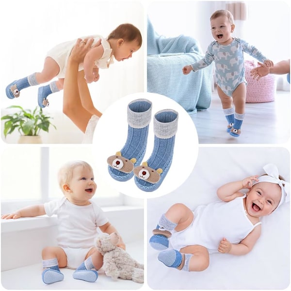 Sklisikre babysokker, 2 par, silikon-grep, unisex for 6-24 måneder gutter & jenter yellow 18-24 months