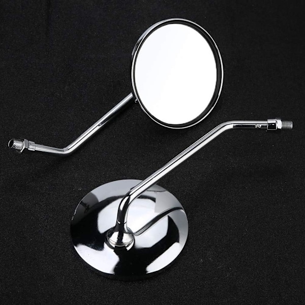 Backspegel - 1 par 10mm runda krom silver motorcykelbackspeglar. Vänster och höger sidospegel.