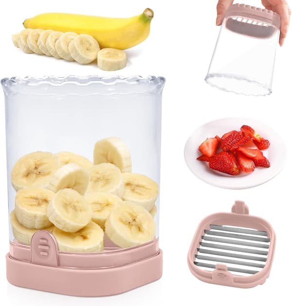 Fruktskærer - Multifunksjonell kutter - Fruktskjæringskopp - Druekutter - Jordbærkutter - Rask maskin for banan-, drue- og eggkuber