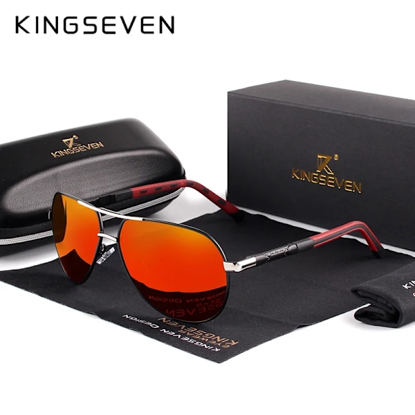 KINGSEVEN Herr Aluminium Magnesium Aurinkolasit Polarisoitu UV400 Aurinkolasit oculos Mies Lasit Aurinkolasit Miehille N725 Hopea Punainen Hopea Punainen Silver Red original