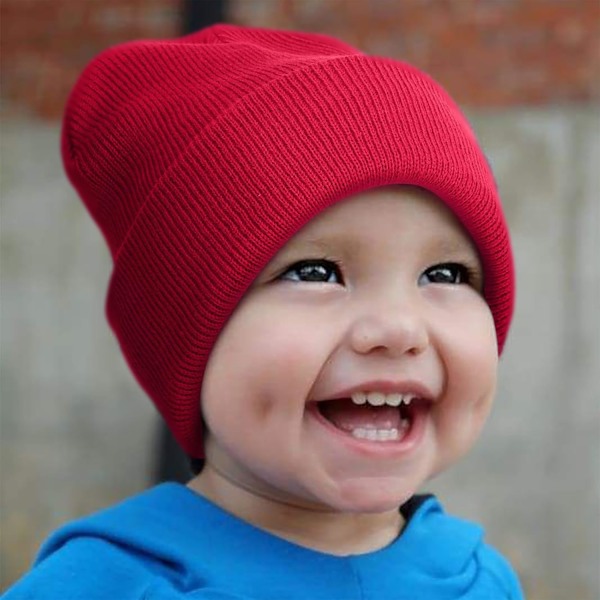 Vinterstrikket lue for småbarn - Myk unisex varm lue for gutter og jenter 3 Pack Hats : Yellow/Red/Green 2-6 years