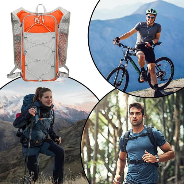 Hydration Løbevest, 5L Åndbar Polyester Rygsæk Med Reflekterende Striber Til Løb, Cykling, Vandring Og Maraton, Orange