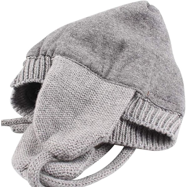 Unisex Babybjørnelue - Søt Toddler Varmt Hette med Ørelommer for Høst og Vinter Gray & White 0-6 months