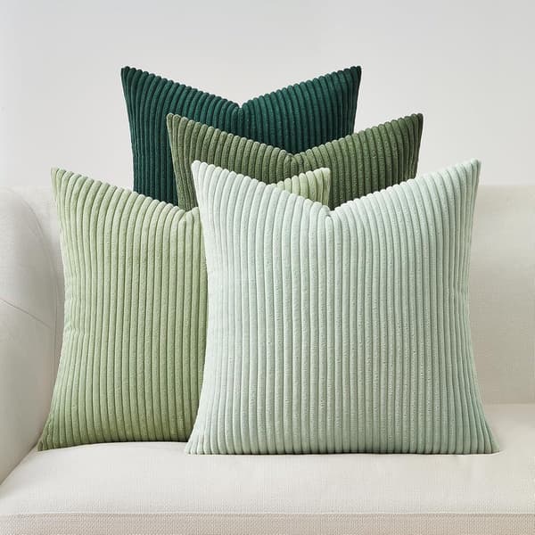 Sæt med 4 fløjls pudebetræk, bløde stribede dekorative pudebetræk til sofa soveværelse stue, grøn, 45 x 45 cm A 45x45 cm