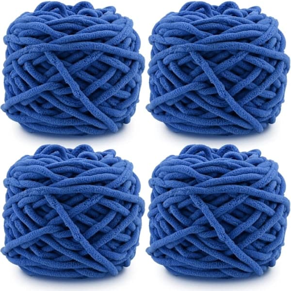 Garn 4x Garn til hækling, Blødt tykt garn til garnprojekter_jarx classic blue