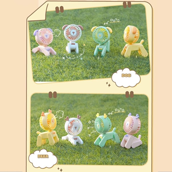 Mini tegneserie dyrevifte USB Elektrisk vifte BEIGE HJORT Beige Beige deer-deer