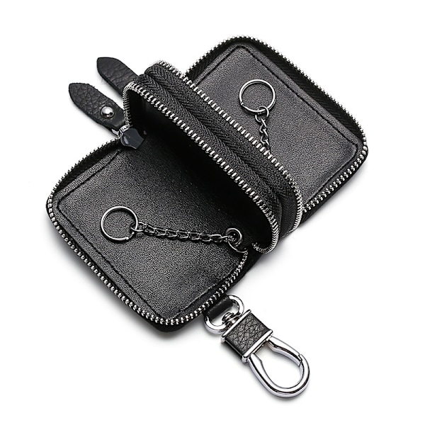 Svart Läder Nyckelhållare, Läder Nyckelhållare Unisex Läder Nyckelhållare