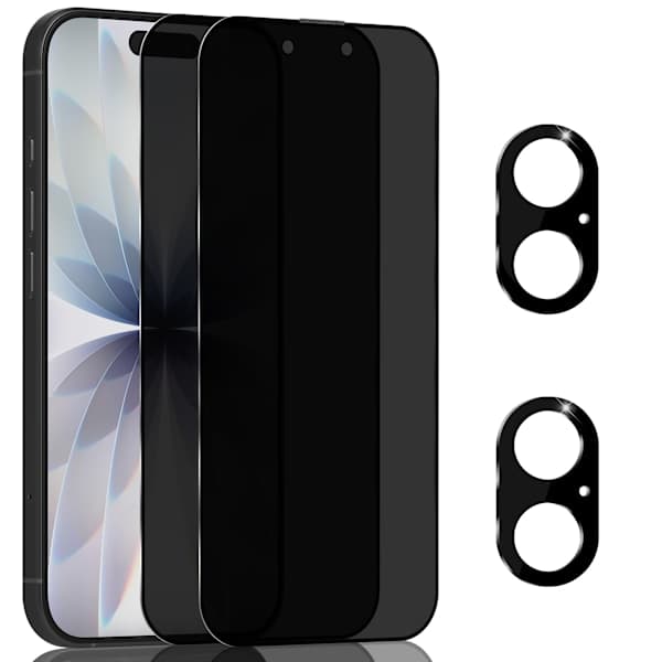 2-pack iPhone 17 Screen Protector with Privacy Protection + 2 Camera Lens Protectors - 9H Tempered Glass Anti-Spy 3D Set