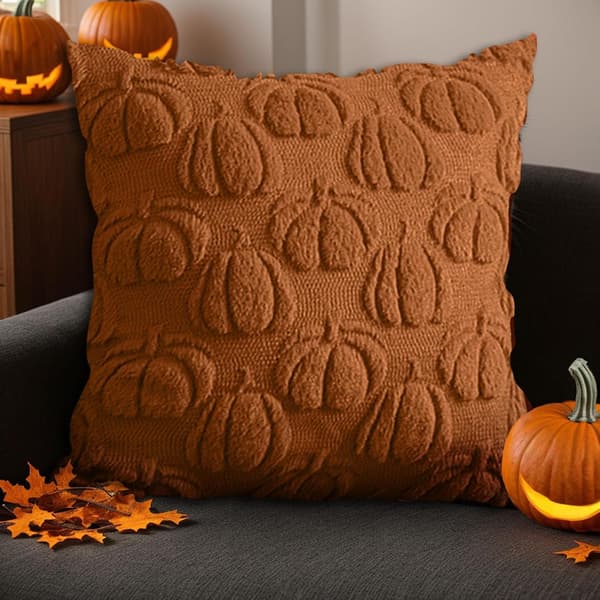 2-pak græskarkuddebetræk 45x45 cm. Bløde efterårs- og halloweenpynt til sofa, seng og bil.—jarx Färg	en