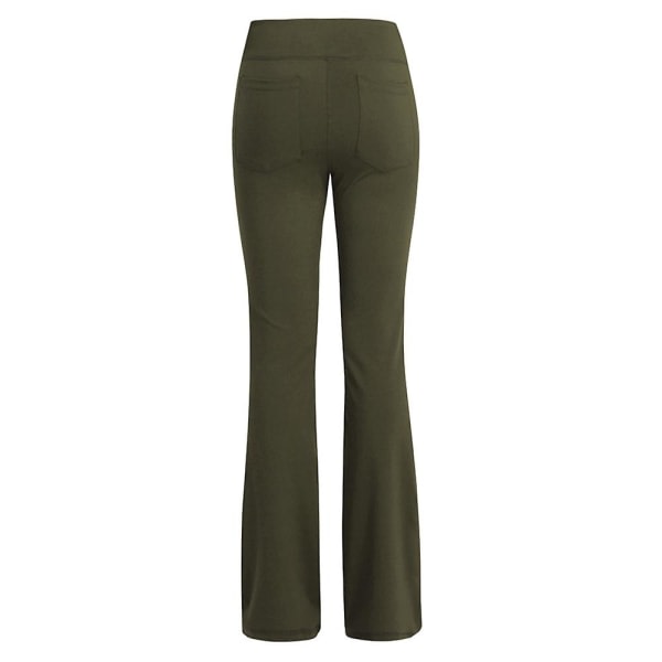 Damer Enkle Elastiske Højtaljede Yogabukser Åndbare Komfortable Fuldlængde Vidbenbukser Sommer Casual Flare Bukser Grøn Green 3XL Green 3XL