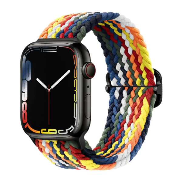 Flettet Loop til Apple Watch Rem 44mm 40mm 45mm 41mm 42mm 38mm 49mm Elastisk Solo Armbånd iWatch serie 9 ur 7 5 6 Ultra2 Bånd 33. Farverig Hvid 33.Colorful White 42mm 44mm 45mm 49mm