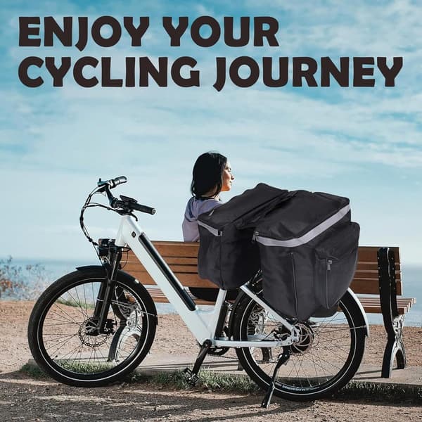 Dobbelt Cykeltaske, Vandtæt 600D, Universal Bagagebærer Montering, 2L, Til Pendling Og Turcykling, Sort