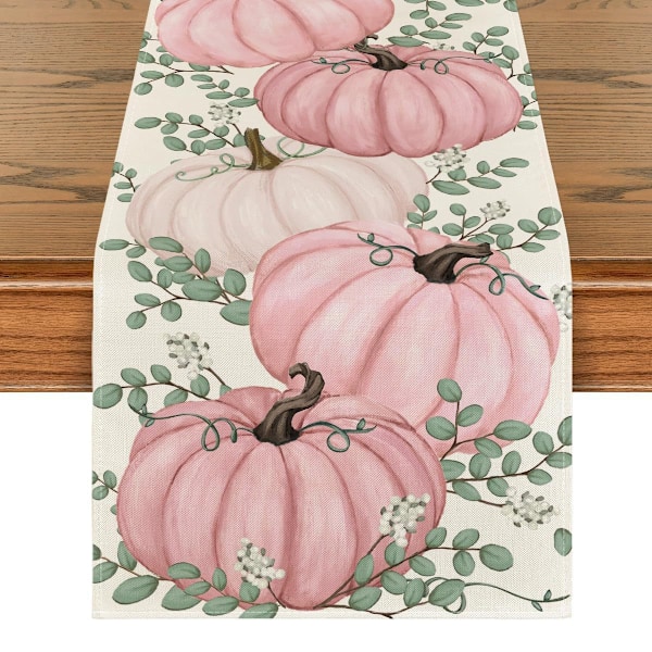 Oransje Gresskar, Eukalyptus Høst Bordløper, Høst Thanksgiving Kjøkken Spisebord Dekorasjon for Hjemmefest Dekor 13x72 Tommer Style 1
