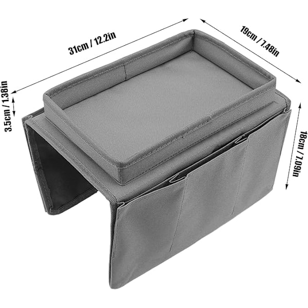 Soffbricka Bordsklämma på Sidobord, Hopfällbart Soffarmsbord Avtagbar Armstödsbricka för Att äta och Dricka grå gray