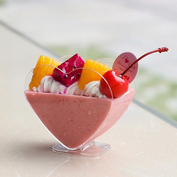 20 st/set Dessertskål Hjärtformad Bred Öppning Plast Mini Smakprov Parfait Serverings Mousse Kopp Baktillbehör Jikaix