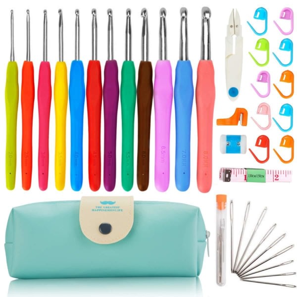 37-delat kit med virknålar, markörer, måttband - Knitting Kit multicolour