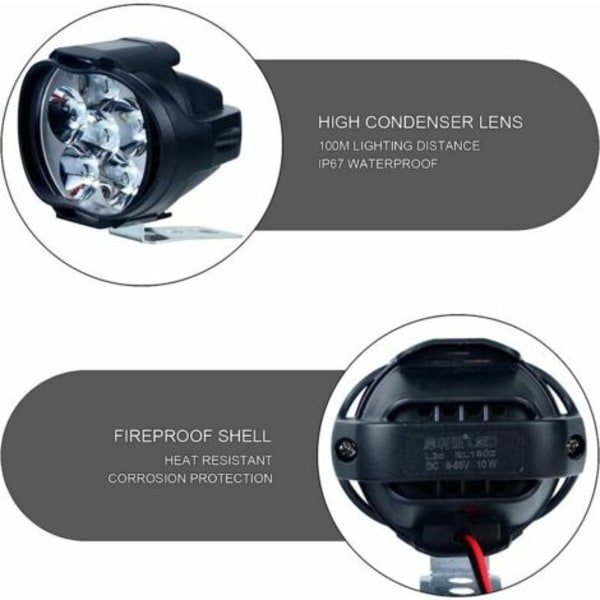 LED-motorsykkellys Ekstralys for bil Kjørelys Egnet for motorsykler Atv-er Utv-er Scooterbelysning, BR-Vie THSINDE--.pa
