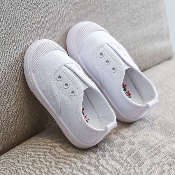 Canvas slip-on sneakers løpesko for gutter og jenter ---- Hvit (Størrelse 22)