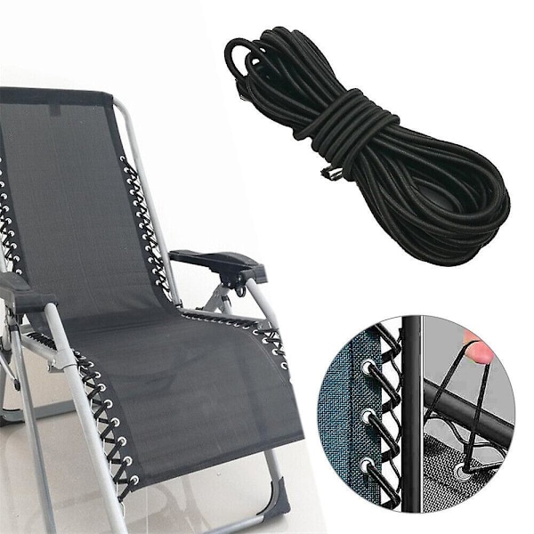 Elastiska snören med spetsar för Zero Gravity Chair Solstolar för Lafuma Rsx/rsxa, Redwood, Kit med 4 sladdar, Svart, 2,2m*2st, 1,37m*2st.