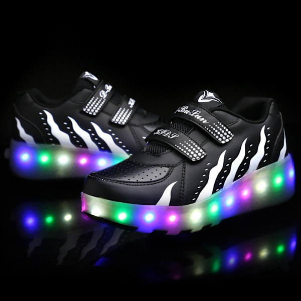 LED Rulleskøyter for Barn, Lysende Rullesko med Hjul Svart Black 36