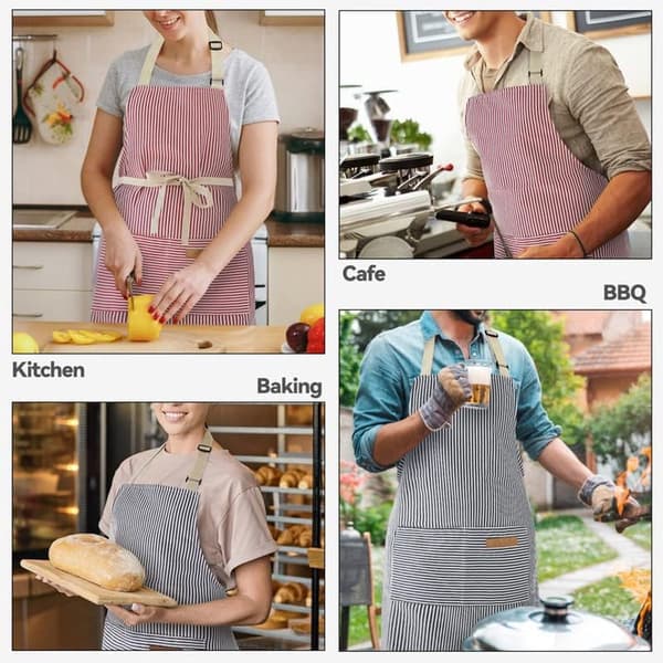 Förkläde - 2 stycken - Professionellt matlagningsförkläde - för kvinnor och män - Cateringförkläde - Lätt justerbart