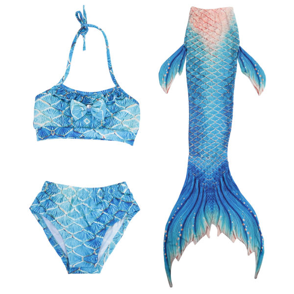 Tredelade Barn Flickor Bikini Sea Maid Baddräkt Kreativa badkläder för barn med Fishtail (150)