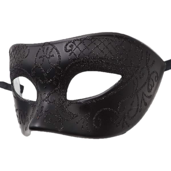 Et par maskerade masker metalljern fjärilsbollmask (svart) 2 stk svart black